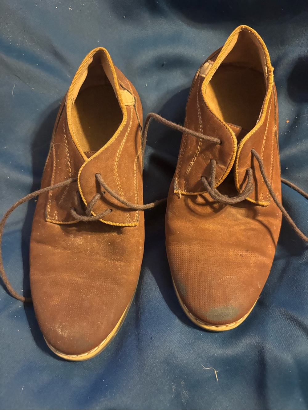 Kids Brown Suede Dress Lace-Up Shoes